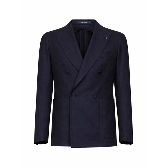Tagliatore Men Blue Stretch Virgin Wool Montecarlo Double-Breasted Blazer